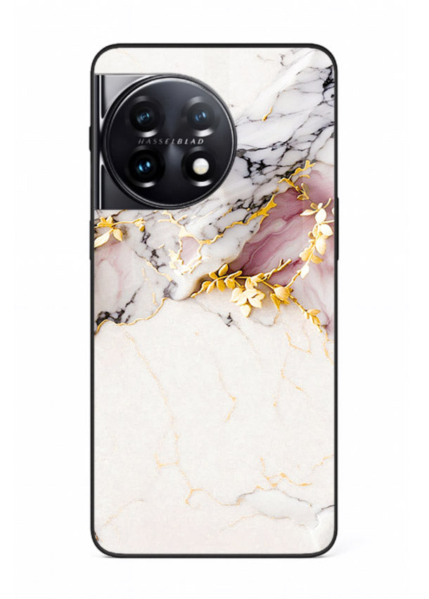 TealGold Vein Flow OnePlus 11 glass back cover with teal marble and gold accents