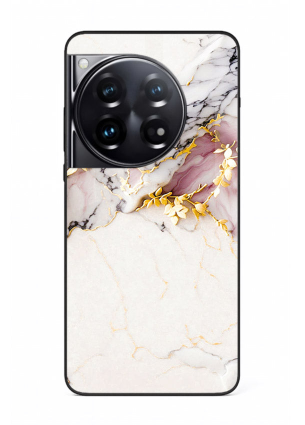 TealGold Vein Flow OnePlus 12 glass back cover with teal marble and gold accents