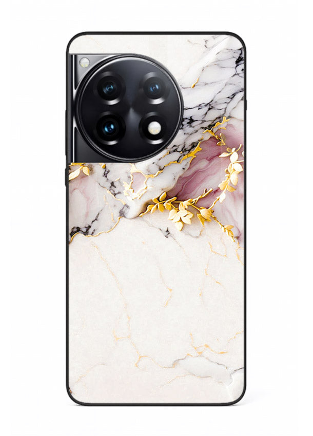 TealGold Vein Flow OnePlus 12R glass back cover with teal marble and gold accents