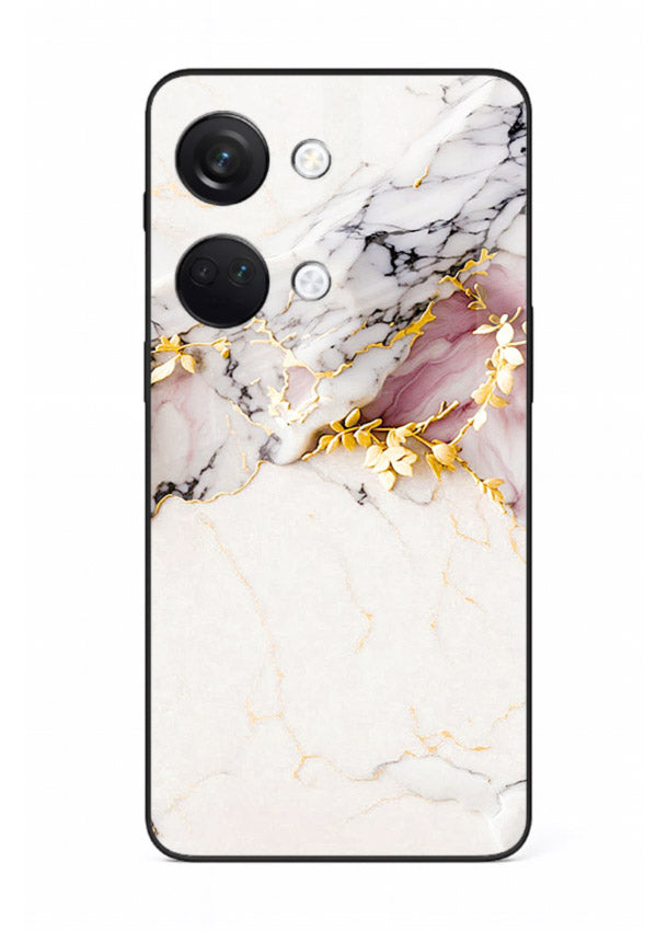 TealGold Vein Flow OnePlus Nord 3 glass back cover with teal marble and gold accents