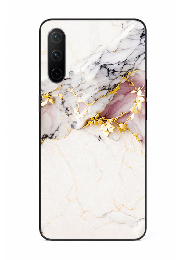 TealGold Vein Flow OnePlus Nord CE 5G glass back cover with teal marble and gold accents