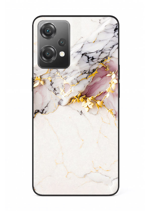 TealGold Vein Flow OnePlus Nord CE2 Lite 5G glass back cover with teal marble and gold accents