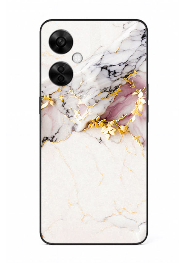 TealGold Vein Flow OnePlus Nord CE3 Lite glass back cover with teal marble and gold accents