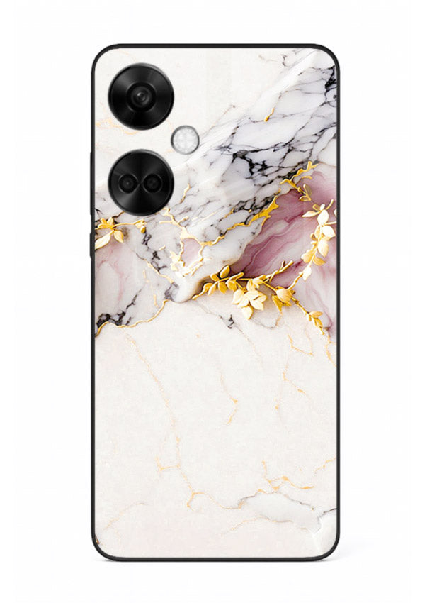 TealGold Vein Flow OnePlus Nord CE3 glass back cover with teal marble and gold accents