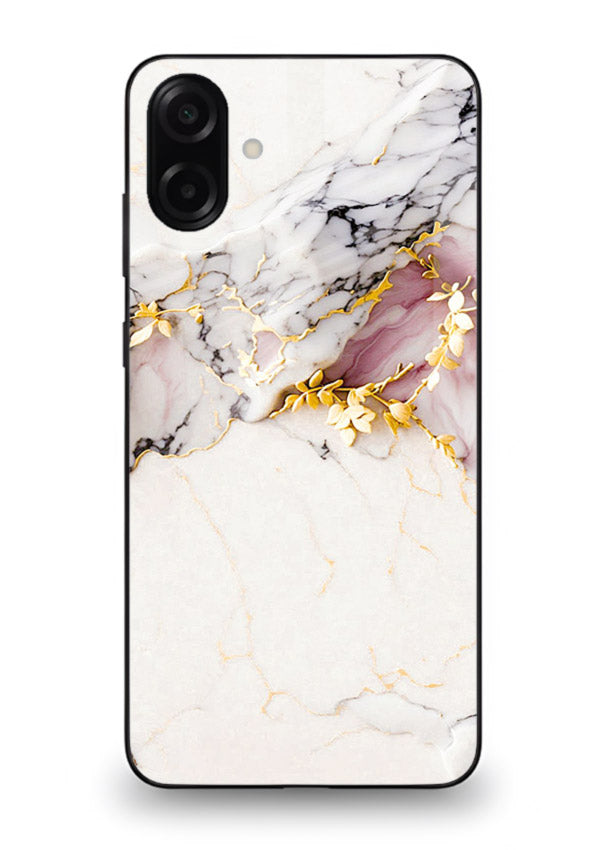 TealGold Vein Flow Samsung A06 5G glass back cover with teal marble and gold accents