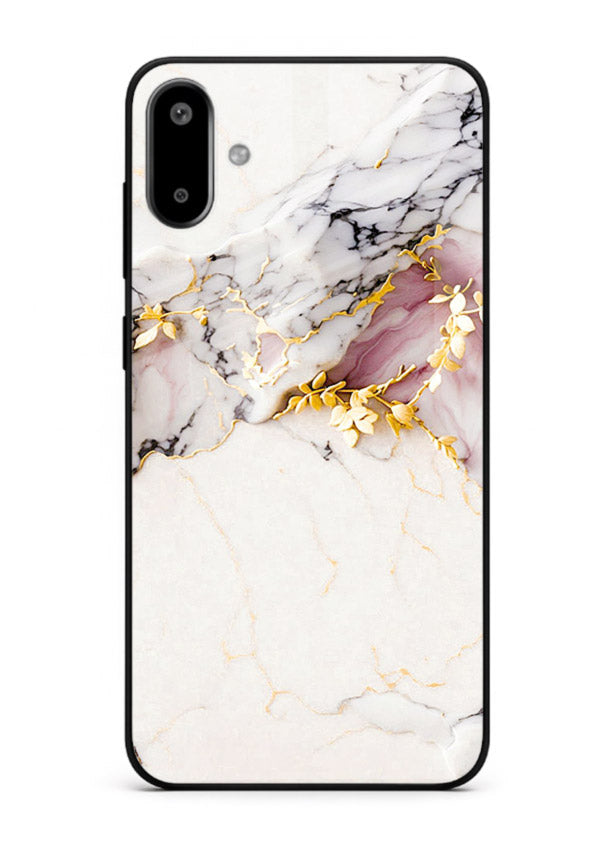 TealGold Vein Flow Samsung F06 5G glass back cover with teal marble and gold accents