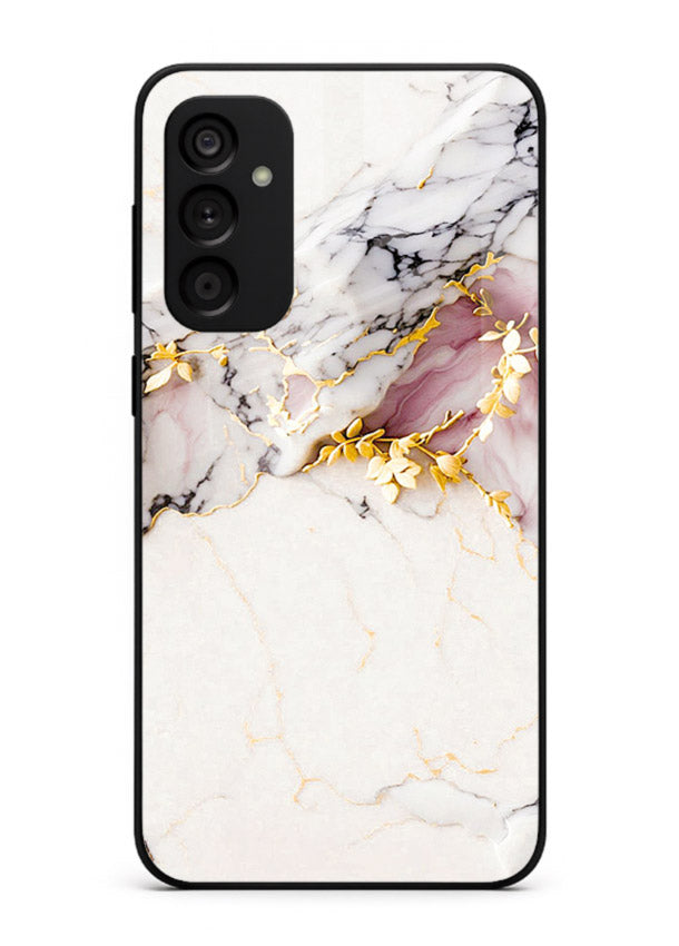 TealGold Vein Flow Samsung A04s 5G glass back cover with teal marble and gold accents