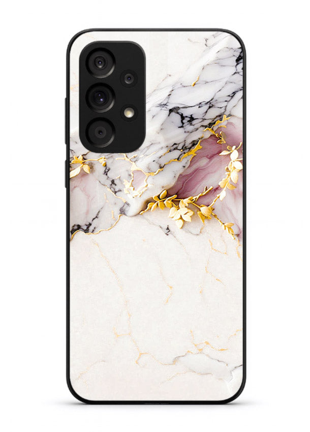 TealGold Vein Flow Samsung M32 5G glass back cover with teal marble and gold accents