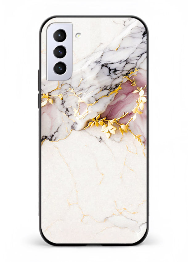 TealGold Vein Flow Samsung S21 Plus glass back cover with teal marble and gold accents