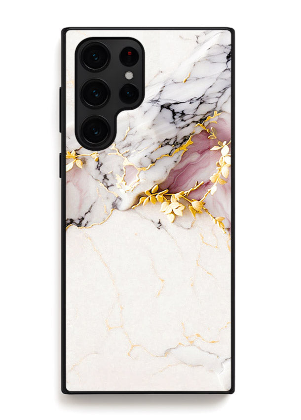 TealGold Vein Flow Samsung S24 Ultra glass back cover with teal marble and gold accents