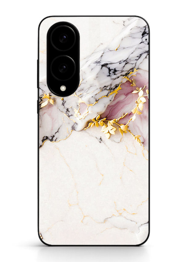 TealGold Vein Flow Samsung S25 Edge glass back cover with teal marble and gold accents