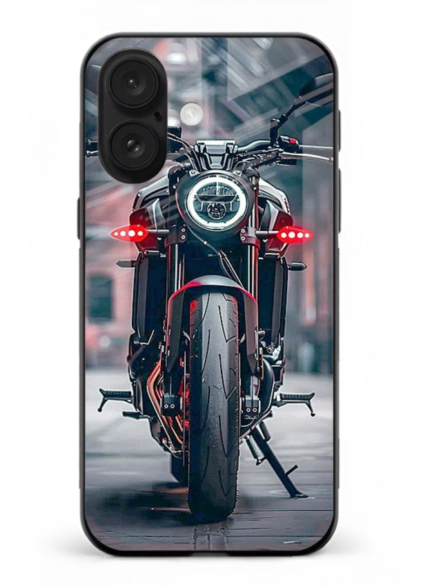Digital matrix pattern artwork on glossy tempered glass iPhone 16 Plus back cover