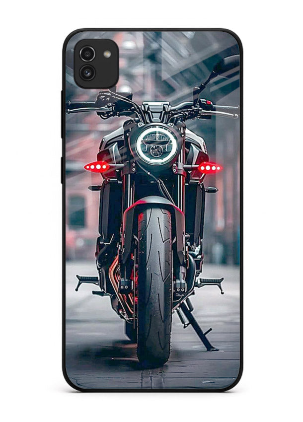 Digital matrix pattern artwork on glossy tempered glass Samsung A03 back cover