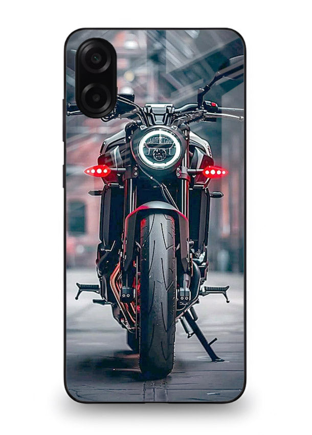 Digital matrix pattern artwork on glossy tempered glass Samsung A06 5G back cover
