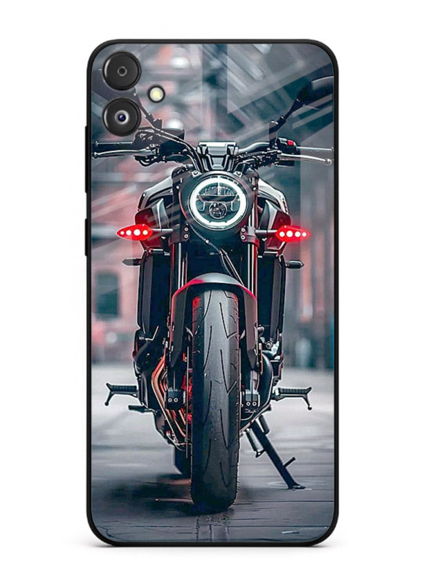 Digital matrix pattern artwork on glossy tempered glass Samsung F05 5G back cover