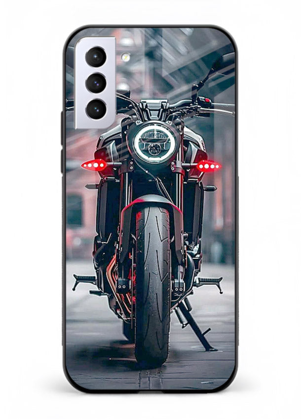 Digital matrix pattern artwork on glossy tempered glass Samsung S21 FE back cover