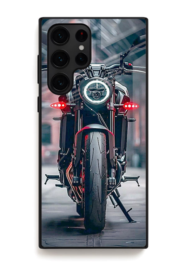 Digital matrix pattern artwork on glossy tempered glass Samsung S24 Ultra back cover