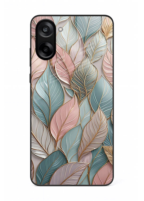 Pastel leaf artwork on OnePlus Nord CE5 glass back cover with soft watercolor texture.