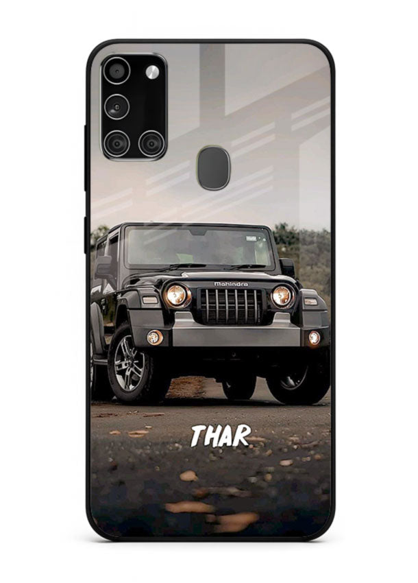 Mahindra Thar SUV in outdoor terrain with rugged off-road styling for Samsung A21s