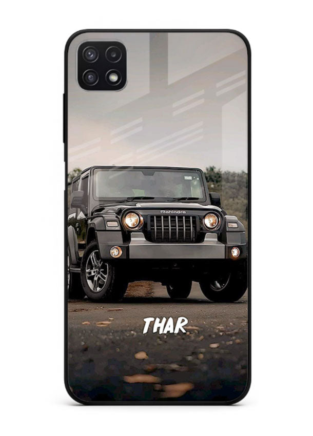 Mahindra Thar SUV in outdoor terrain with rugged off-road styling for Samsung F42 5G