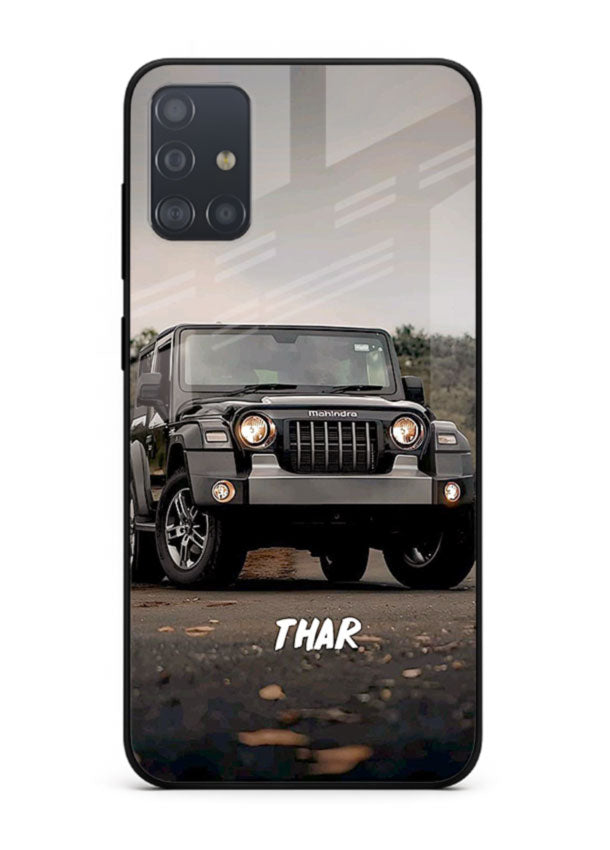 Mahindra Thar SUV in outdoor terrain with rugged off-road styling for Samsung A71