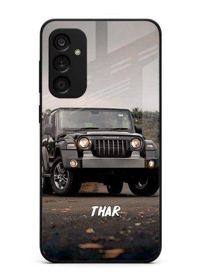Mahindra Thar SUV in outdoor terrain with rugged off-road styling for Samsung M15 5G