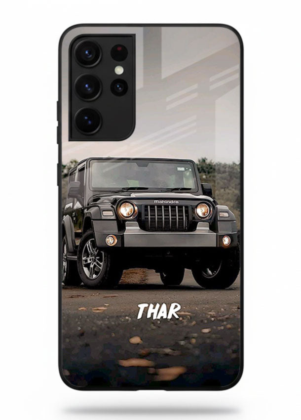 Mahindra Thar SUV in outdoor terrain with rugged off-road styling for Samsung S21 Ultra