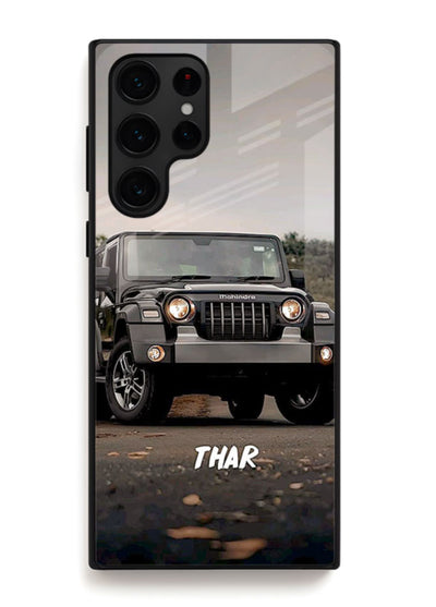Mahindra Thar SUV in outdoor terrain with rugged off-road styling for Samsung S25 Ultra