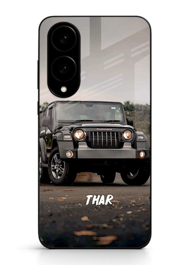 Mahindra Thar SUV in outdoor terrain with rugged off-road styling for Samsung S25 Edge