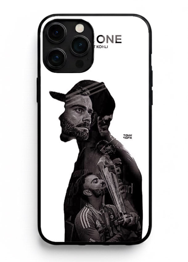 Monochrome cricket silhouette artwork printed on premium tempered glass iPhone 13 Pro Max back cover