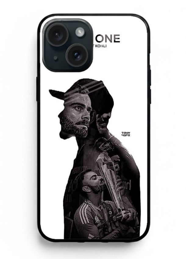 Monochrome cricket silhouette artwork printed on premium tempered glass iPhone 13 back cover