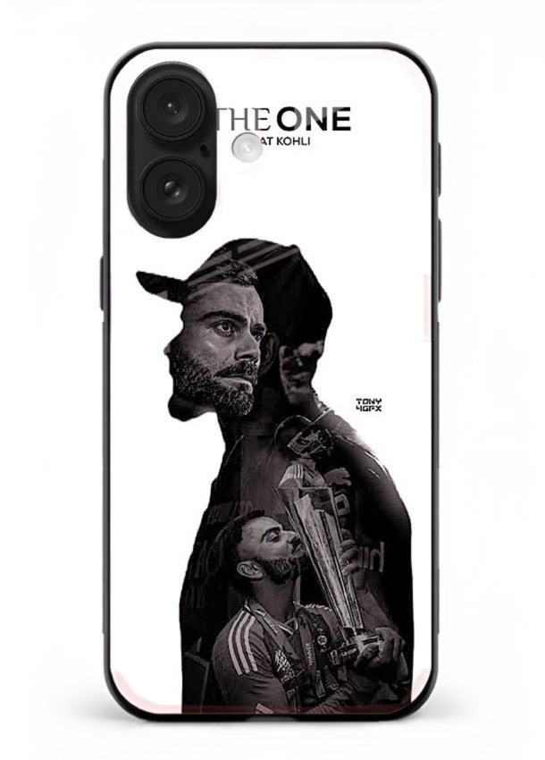 Monochrome cricket silhouette artwork printed on premium tempered glass iPhone 16 back cover
