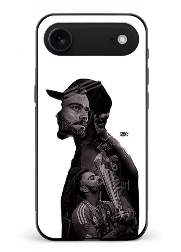 Monochrome cricket silhouette artwork printed on premium tempered glass iPhone 17 Air back cover