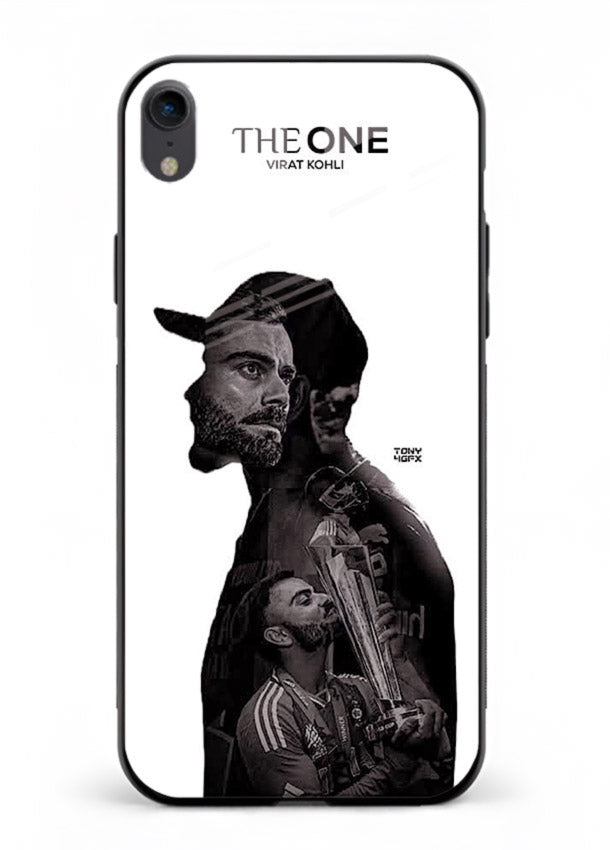 Monochrome cricket silhouette artwork printed on premium tempered glass iPhone XR back cover