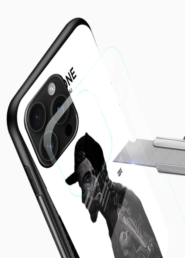 Monochrome cricket silhouette artwork printed on premium tempered glass mobile back cover - 4