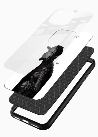 Monochrome cricket silhouette artwork printed on premium tempered glass mobile back cover - 3