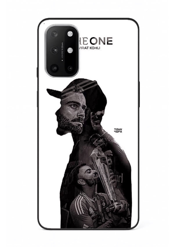 Monochrome cricket silhouette artwork printed on premium tempered glass OnePlus 8T back cover