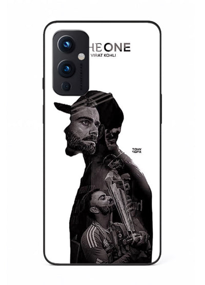 Monochrome cricket silhouette artwork printed on premium tempered glass OnePlus 9 Pro back cover
