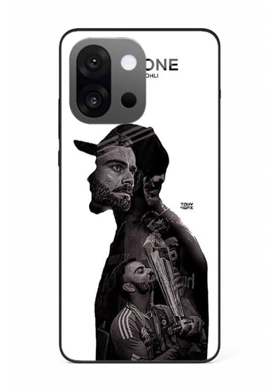 Monochrome cricket silhouette artwork printed on premium tempered glass OnePlus 13s back cover