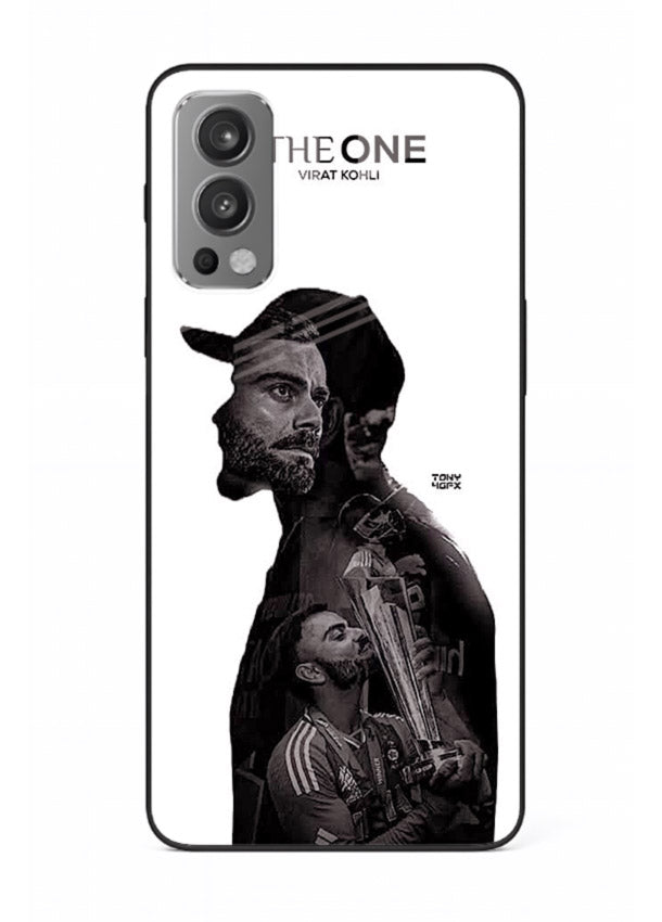 Monochrome cricket silhouette artwork printed on premium tempered glass OnePlus Nord 2 back cover
