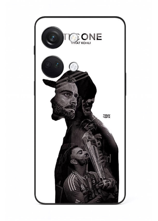 Monochrome cricket silhouette artwork printed on premium tempered glass OnePlus Nord 3 back cover