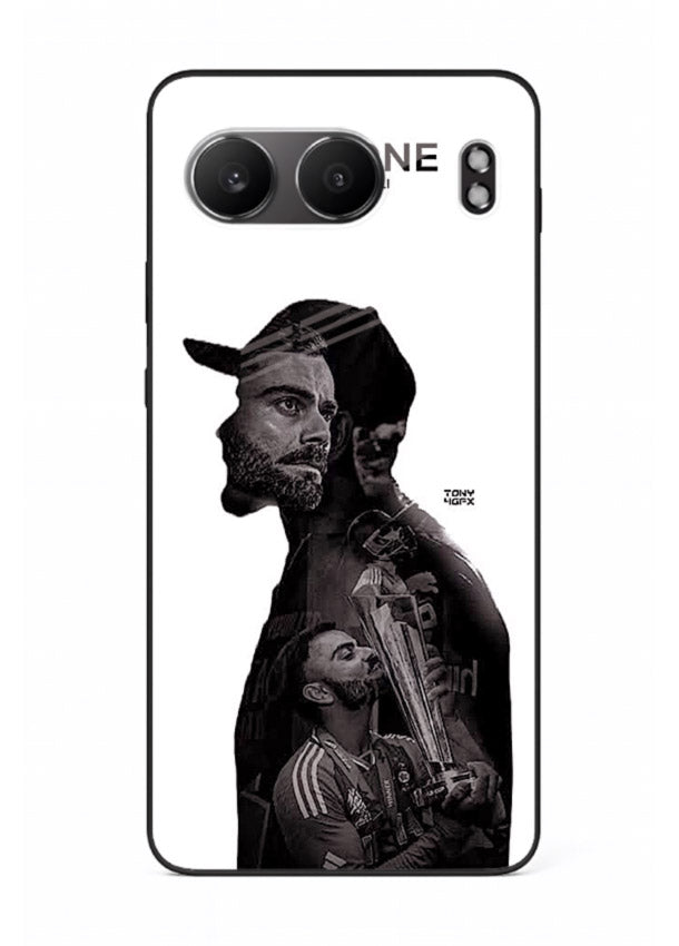 Monochrome cricket silhouette artwork printed on premium tempered glass OnePlus Nord 4 back cover