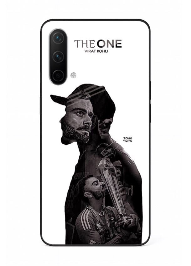 Monochrome cricket silhouette artwork printed on premium tempered glass OnePlus Nord CE 5G back cover