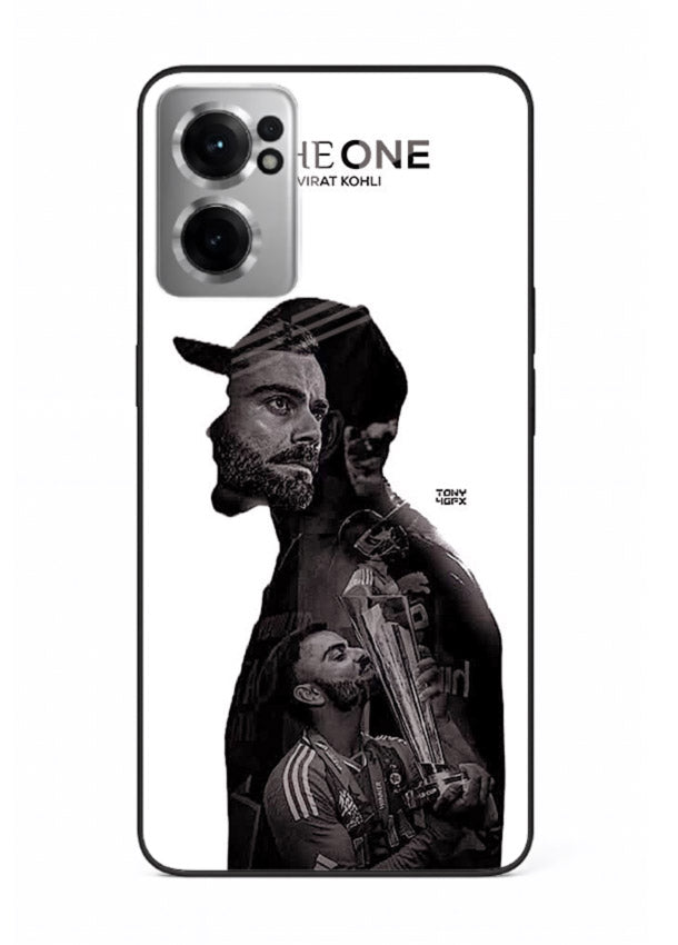 Monochrome cricket silhouette artwork printed on premium tempered glass OnePlus Nord CE2 5G back cover