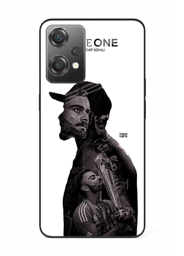 Monochrome cricket silhouette artwork printed on premium tempered glass OnePlus Nord CE2 Lite 5G back cover