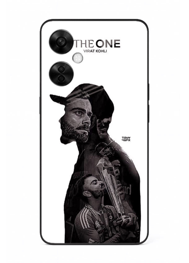 Monochrome cricket silhouette artwork printed on premium tempered glass OnePlus Nord CE3 Lite back cover