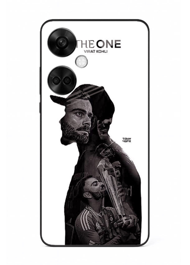 Monochrome cricket silhouette artwork printed on premium tempered glass OnePlus Nord CE3 back cover