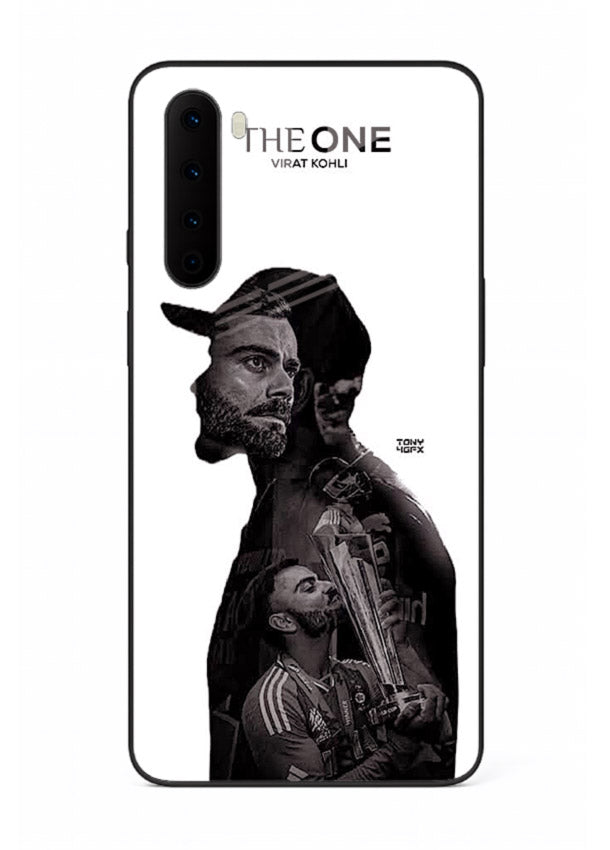 Monochrome cricket silhouette artwork printed on premium tempered glass OnePlus Nord back cover