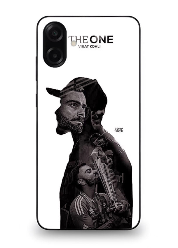 Monochrome cricket silhouette artwork printed on premium tempered glass Samsung A06 5G back cover