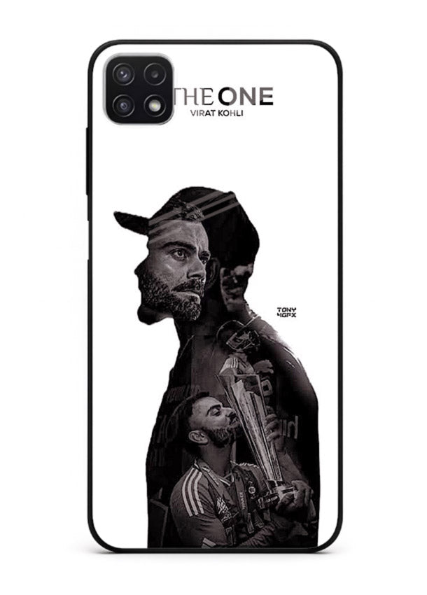 Monochrome cricket silhouette artwork printed on premium tempered glass Samsung F42 5G back cover